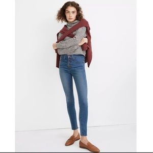 Madewell 10" high rise skinny jeans dewitt medium wash button fly size 26 NWT